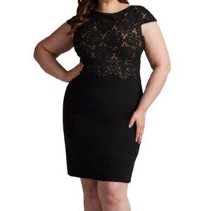 NWT Tadashi Shoji CDY24098MQ Semi Formal Dress Tulle, Crepe Black/Nude Size 22Q